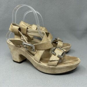 AGL Women's Strappy Beige Shimmer Sandals Sz 39.5 EUR